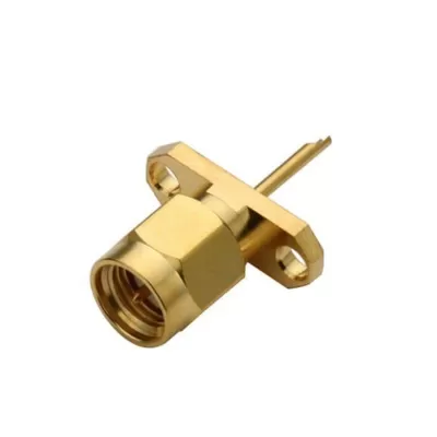 SMA threaded direct socket female pin welding panel installation 2-hole flange 50Ohm 6Ghz extended insulation Sma connector female head